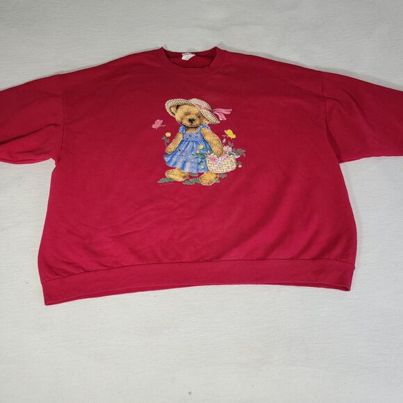 Vintage Jerzees Sweatshirt Womens Size 22F Purple Bear Garden Grunge Y2k Retro - Picture 4 of 16